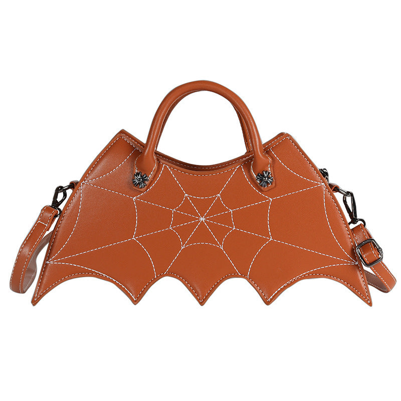 Halloween Spider Web Shoulder Bag – PU Leather Batgirl Style Crossbody Messenger Handbag