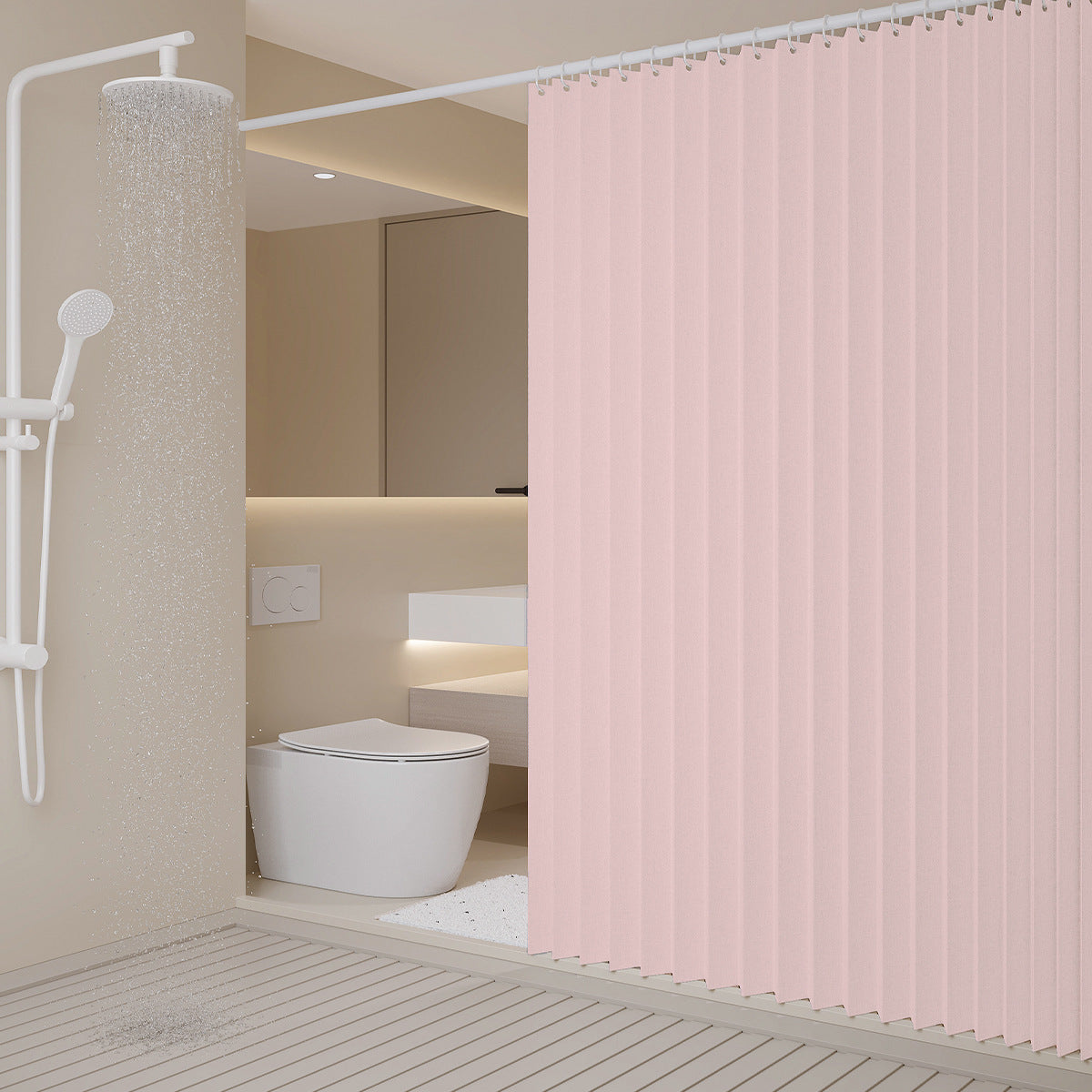 Waterproof Folding Shower Curtain – Hanging Bathroom Divider, Space-Saving