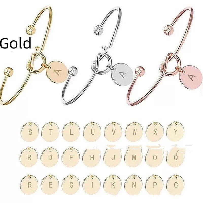 Unisex Titanium Steel Letter Bracelet – DIY Love Heart Wafer Design