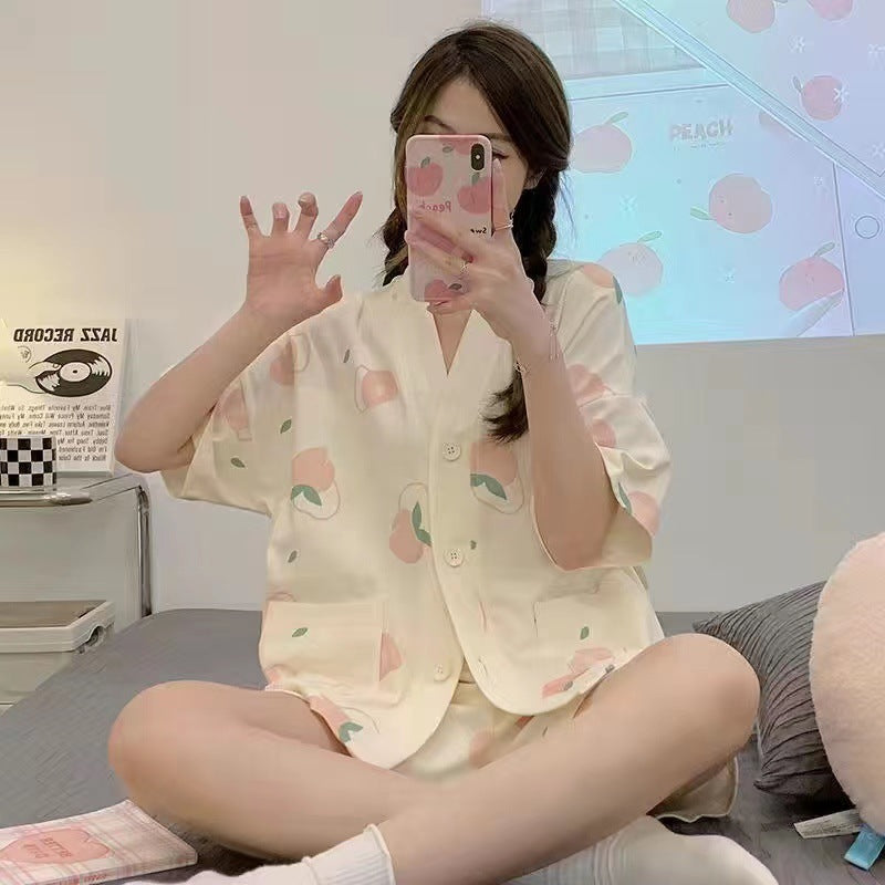 Women's Fashion Casual Short Sleeve Cute Loungewear Suit