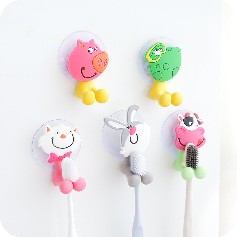 Cute Cartoon Animal Suction Cup Toothbrush Holder – Bathroom Organizer