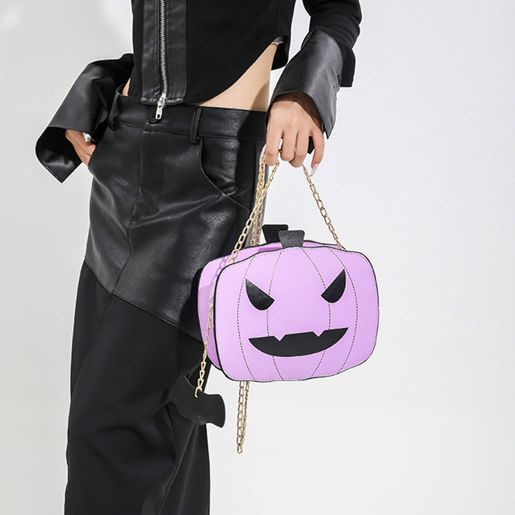 Halloween Pumpkin Shoulder Bag – Funny Cartoon Chain Crossbody Purse