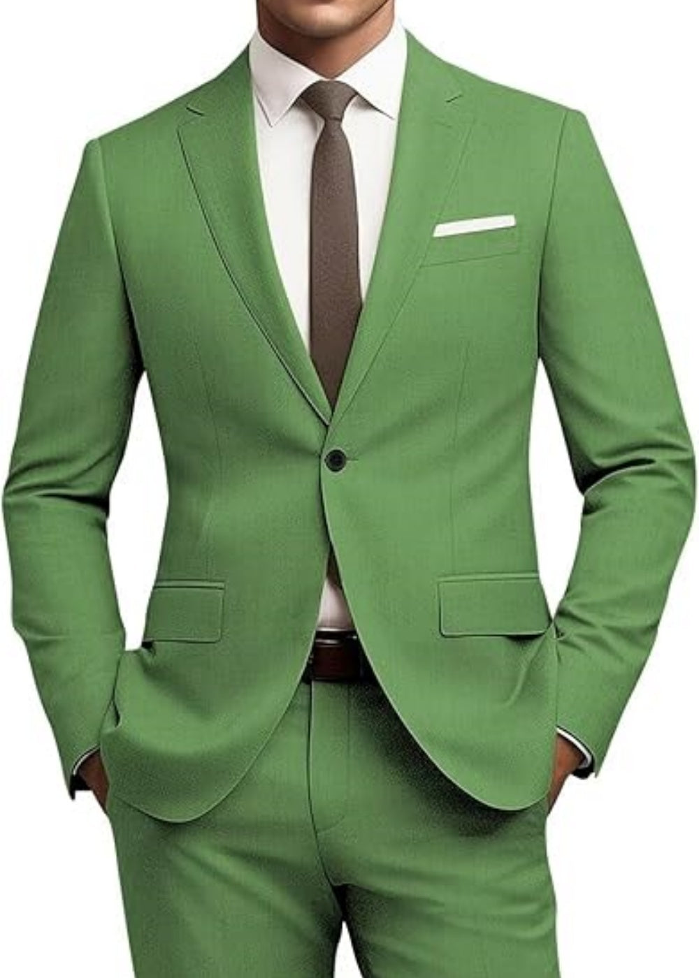 Men's Versatile Solid Color Business Jacket Long Pants Set