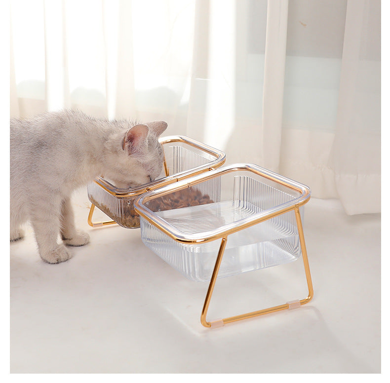Cat Bowl Transparent High Foot  Diagonal Neck Guard