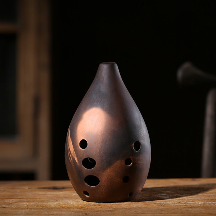 Ten-Hole Full Mouth Cuan Purple Sand Pottery Flute for Beginners and Professionals