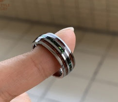 8mm Tungsten Wedding Bands with Blue Opal Inlay for Men and Women