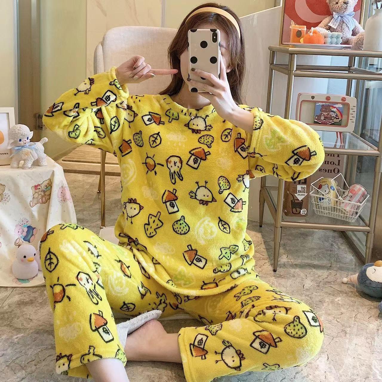 Women's Cute Coral Fleece Warm Thickened Loungewear