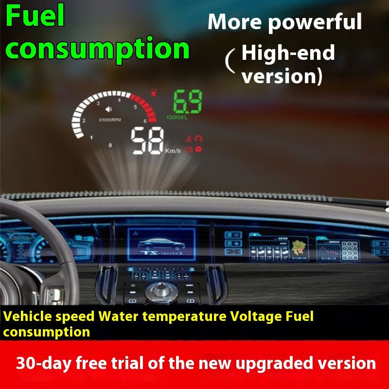Car HUD Head-Up Display – Fuel, Speed & Voltage Projector