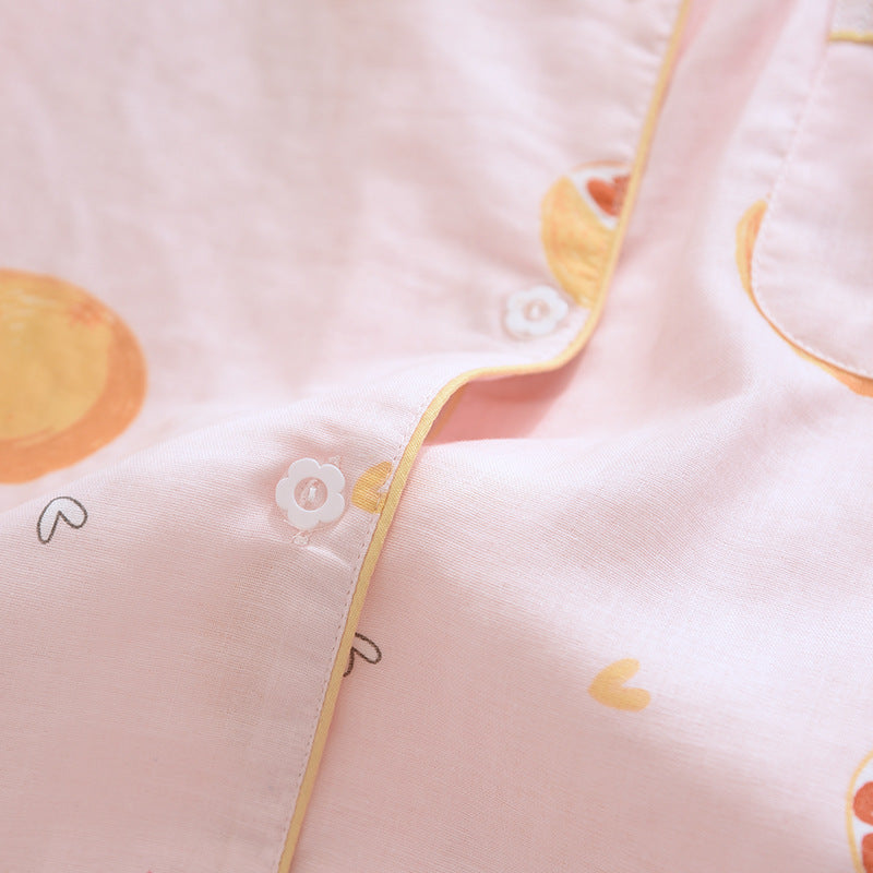 Women's Fashion Print Long Sleeve Cotton Yarn Loungewear Set