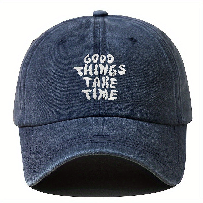 Embroidered Letter Washed-out Vintage Baseball Cap Unisex Adjustable