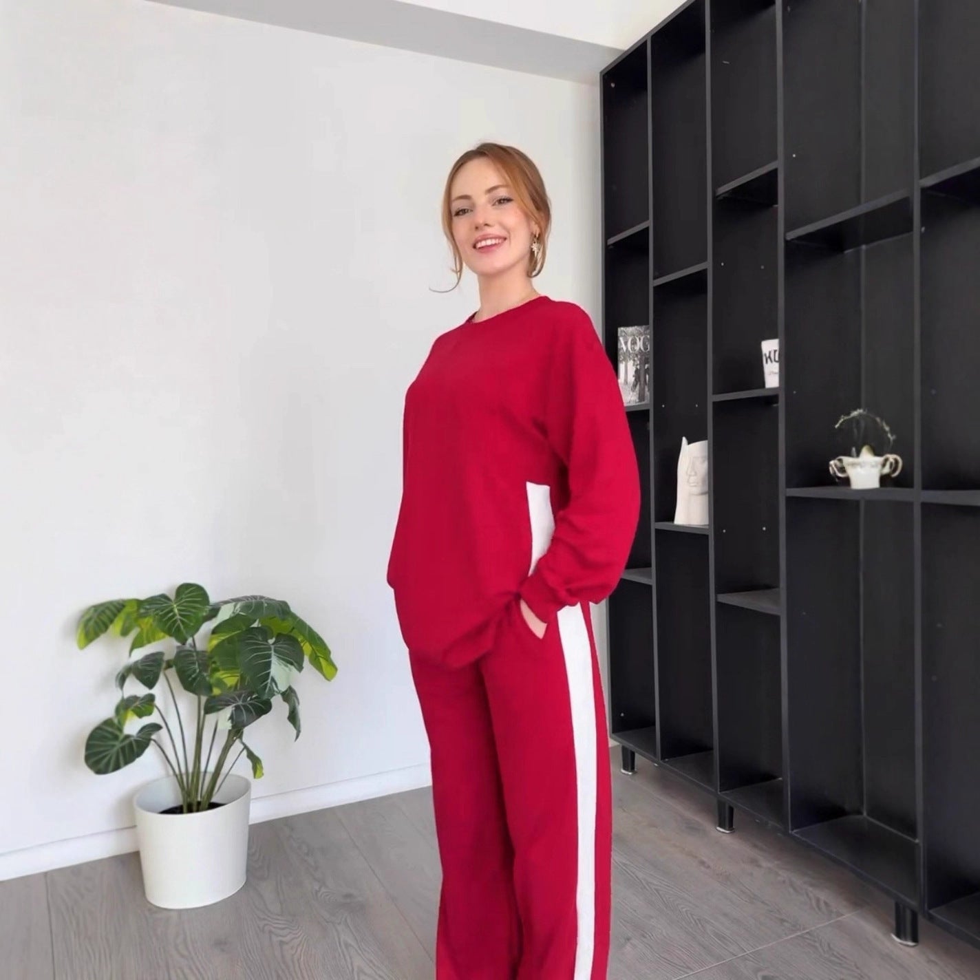 Unisex Polyester Color Block Relaxed Suit With Contrast