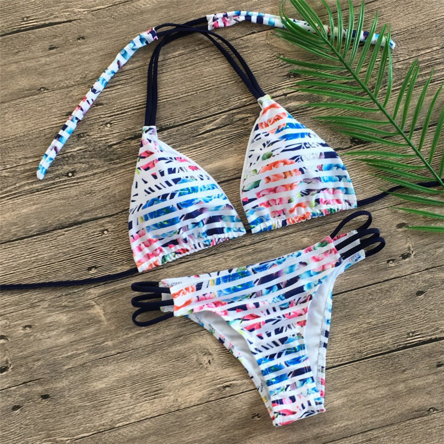 Women’s Printed Bikini Set – Sexy Polyester Swimwear