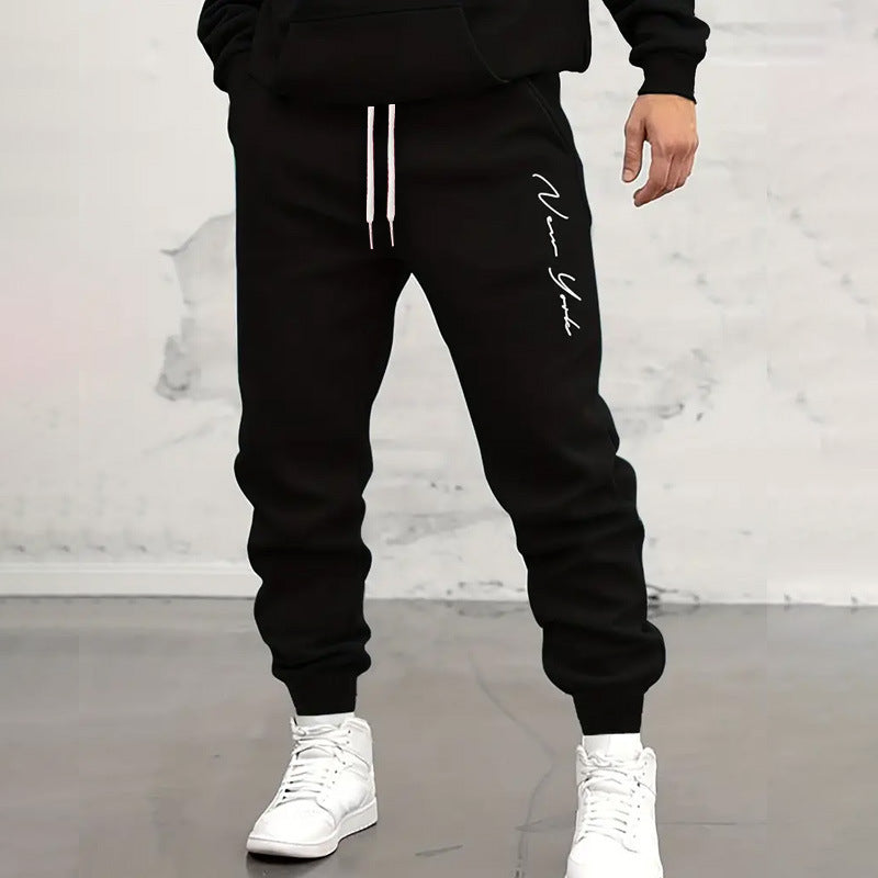 Men’s Casual Letter Print Sports Pants – Tapered Jogger Trousers