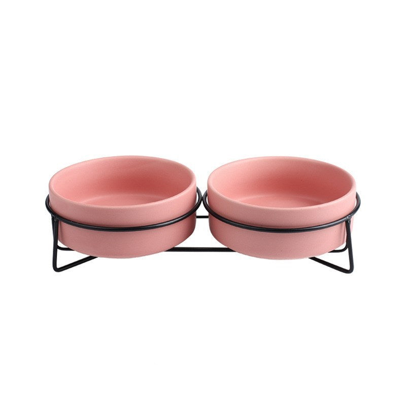 Metal Frame Ceramic Pet Bowl