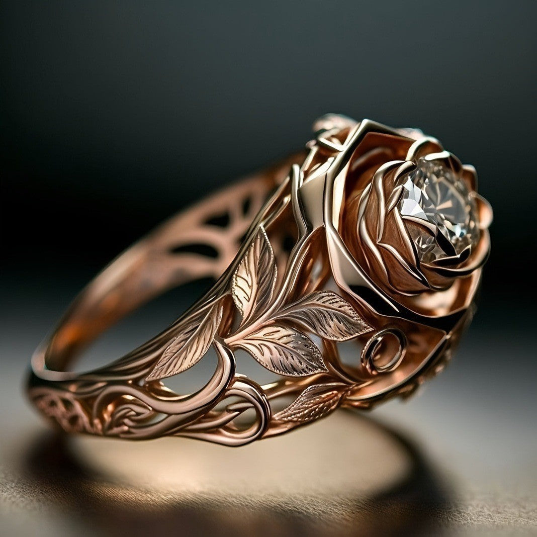 Fashion White Zircon Flower Ring