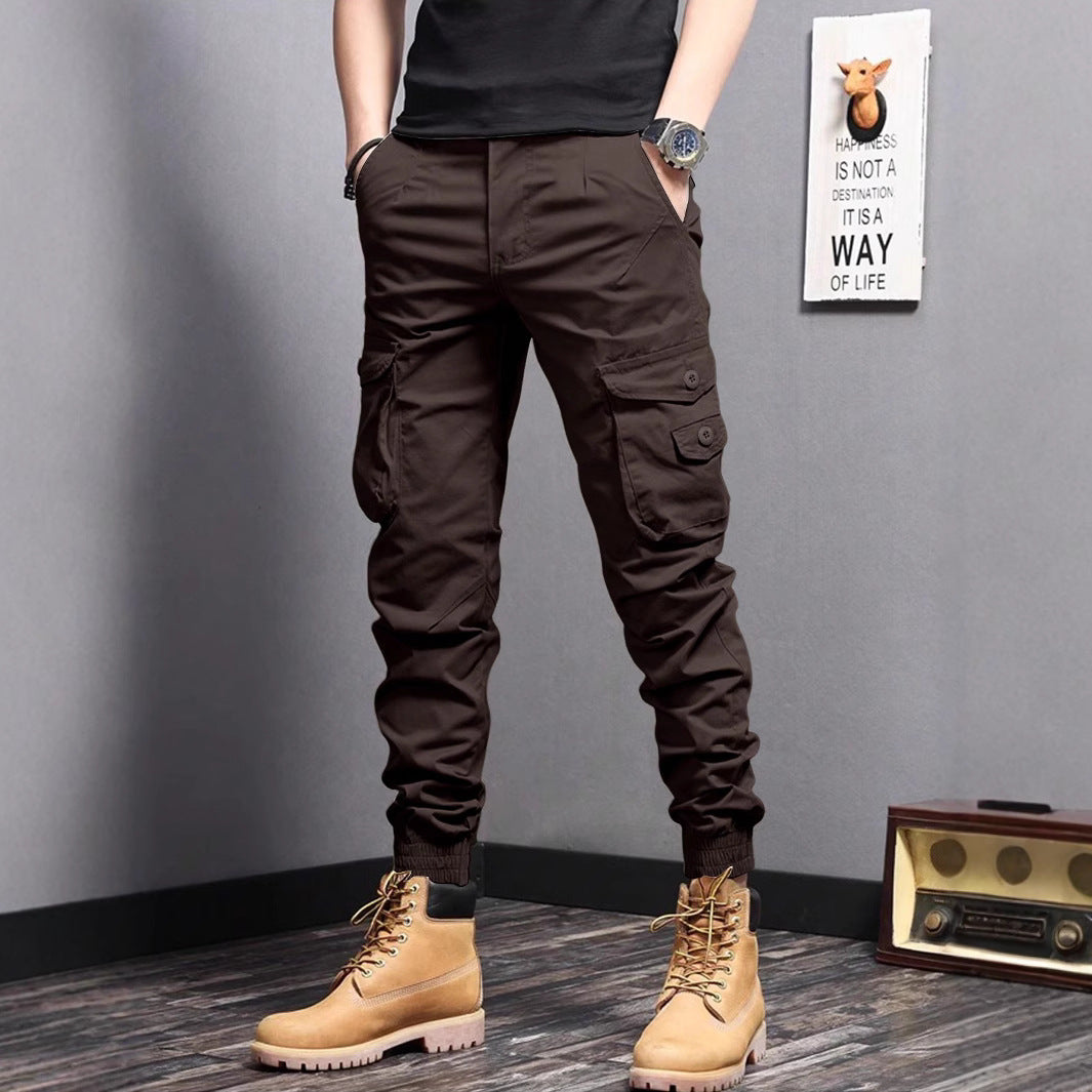 Men’s Faux Pocket Pants – Solid Color Formal Casual Trousers