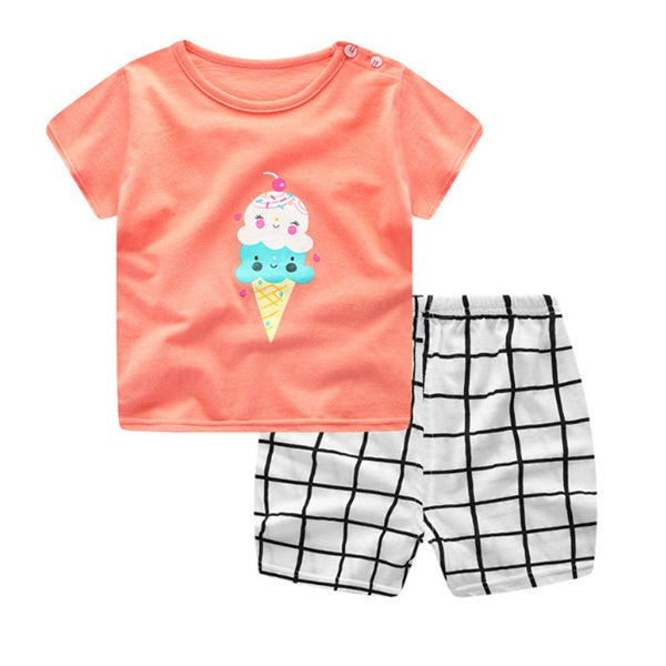Unisex Baby T Shirt Set Cotton Regular Fit Summer Wear