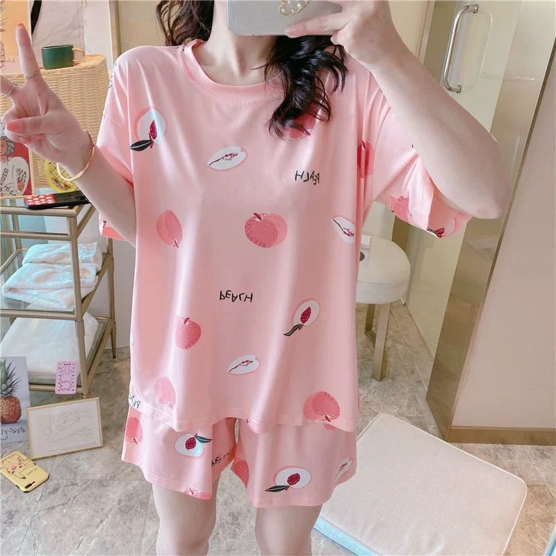 Unisex Milk Silk Summer Pajama Set Loose Relaxed Fit