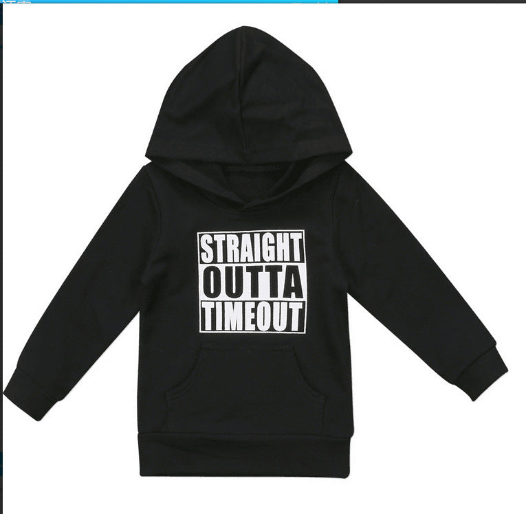 Kids Hooded Fleece Letter Print Regular Fit Casual Top