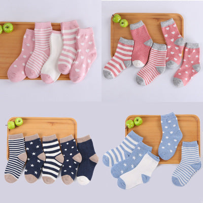 Kids Cotton Tube Socks Regular Fit Breathable Jacquard