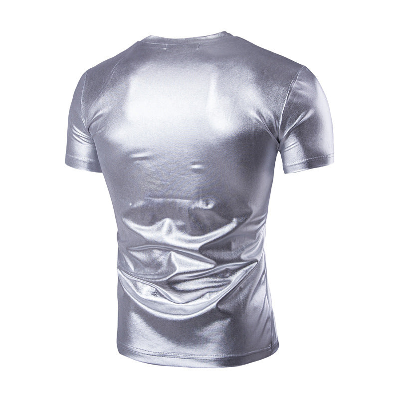 Short-sleeved T-shirt Shiny Men's T-shirt Bottoming Shirt