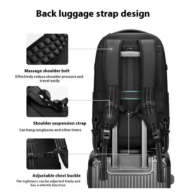 Unisex Expandable Trolley Backpack Oxford Cloth Solid