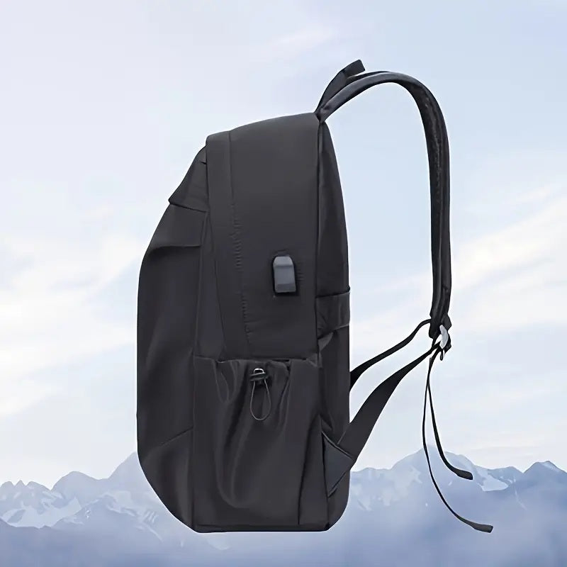 Men's Casual PU Backpack Ruffled Large Capacity Travel Bag