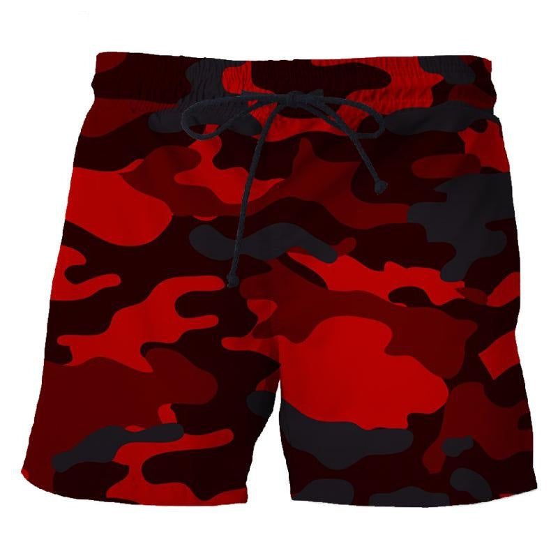 Men's Camouflage Printed Shorts Relaxed Vinylon Fabric