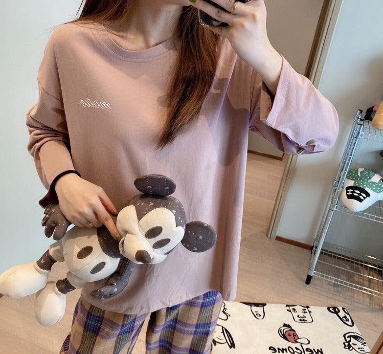 Long Sleeve Casual Simple Korean Style Homewear Set