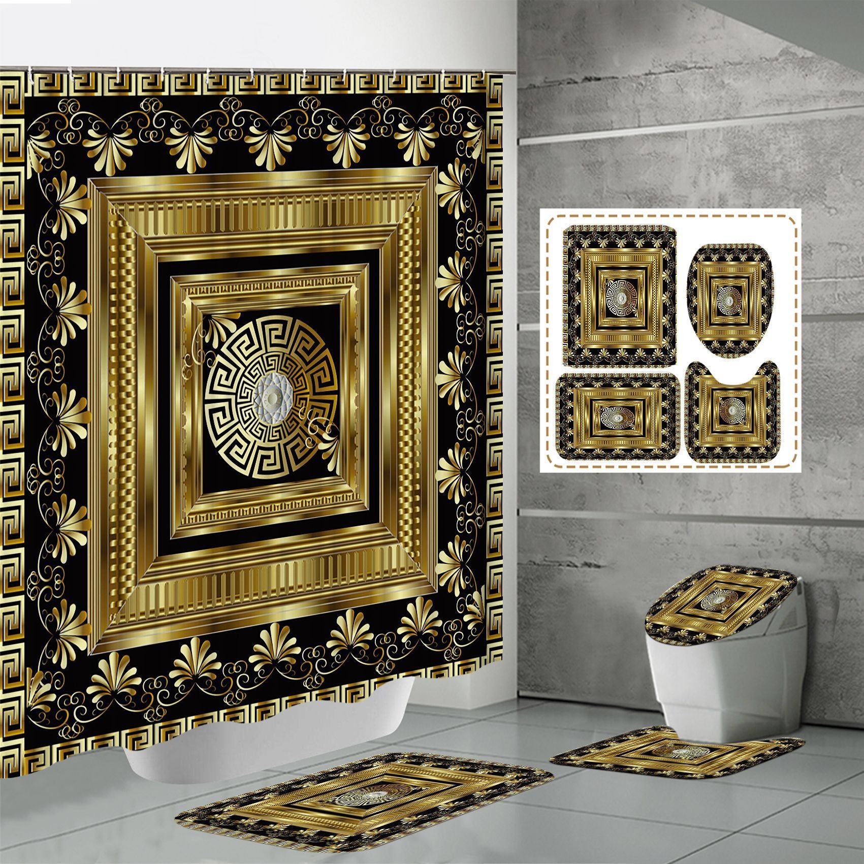 3D Digital Printing Punch-free Polyester Shower Curtain