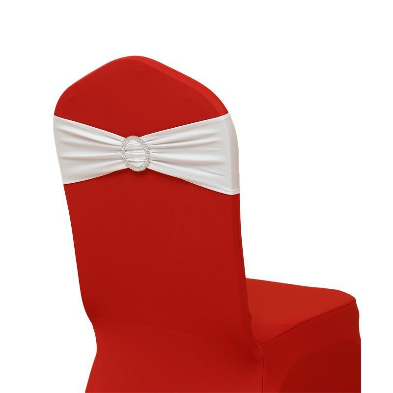Hotel Banquet Celebration Wedding Universal Elastic Chair Cover Copper Strips Decoration Bowknot Back Flowers