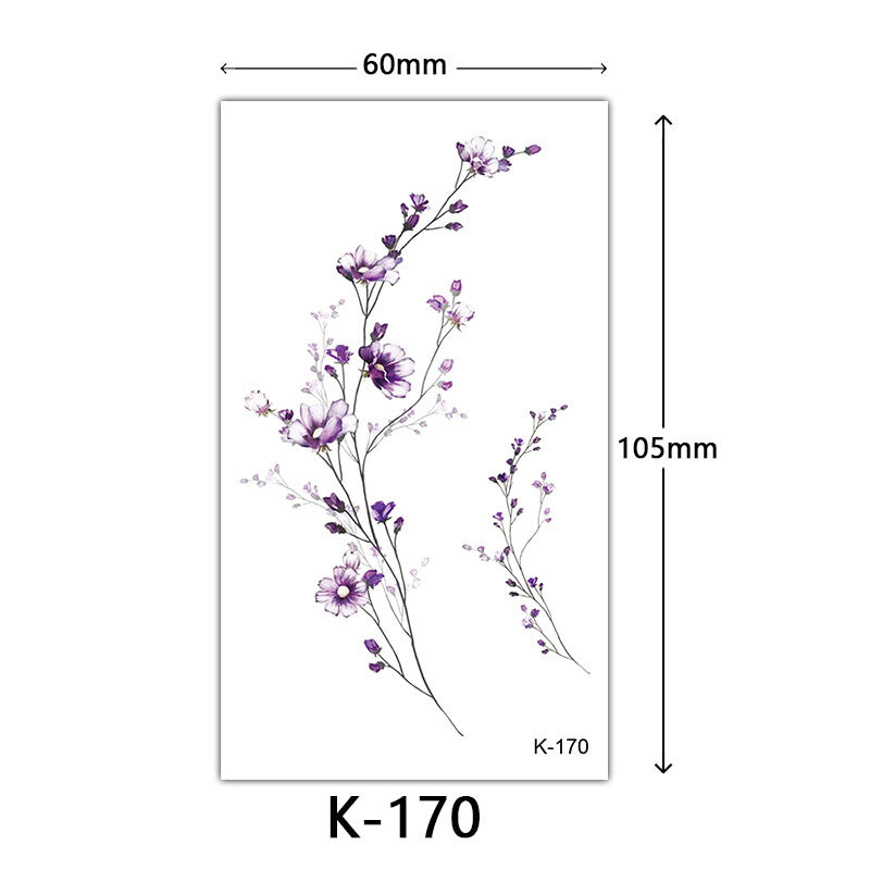 Tattoo Stickers – English Letters, Flowers, Butterfly Sketch Lines, Waterproof Temporary Tattoo