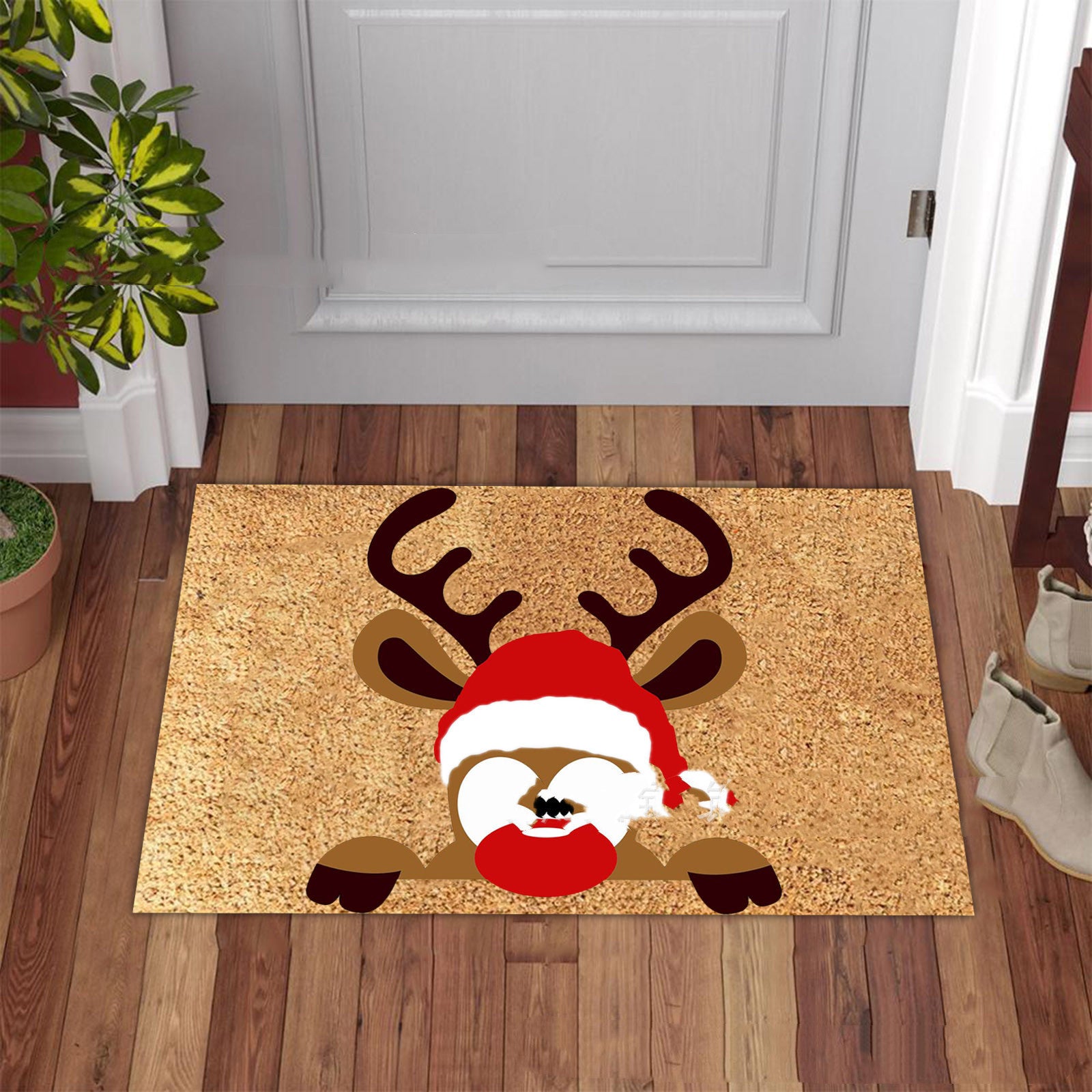 Christmas Series Flannel Floor Mat Non-slip Fluffy Carpet