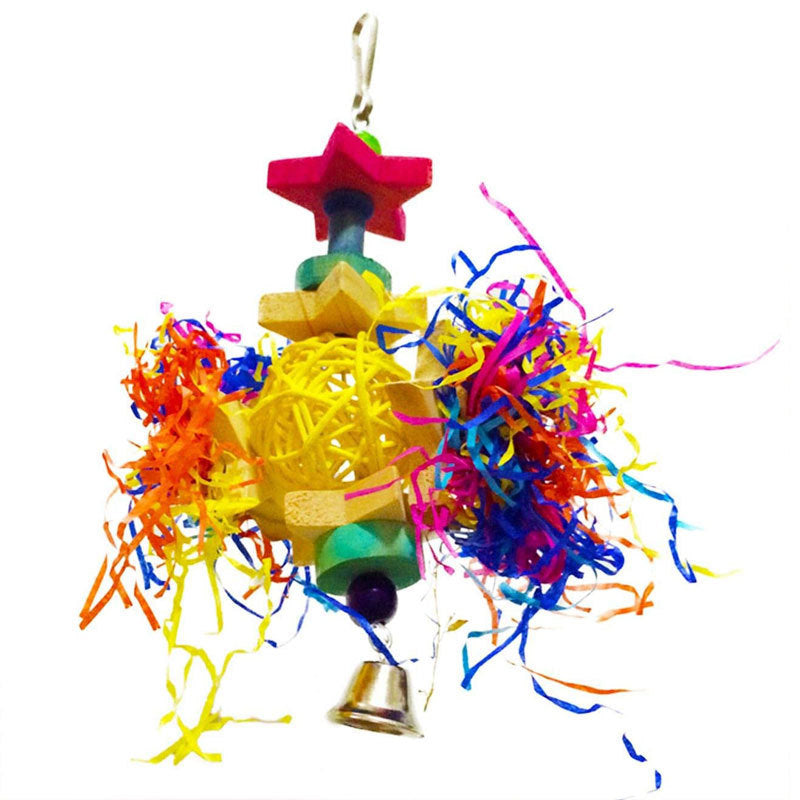 Colored Rattan Ball Wooden Brushed Paper Gnawing Toy for Birds