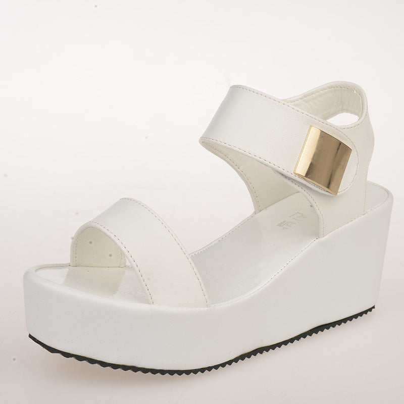 New Korean Style Fashion Women's Sandals Platform High Heel Wedge Peep Toe Roman Fashion Shoes Women's Shoes