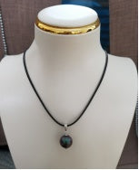 Crystal Pearl Copper Leather Cord Necklace