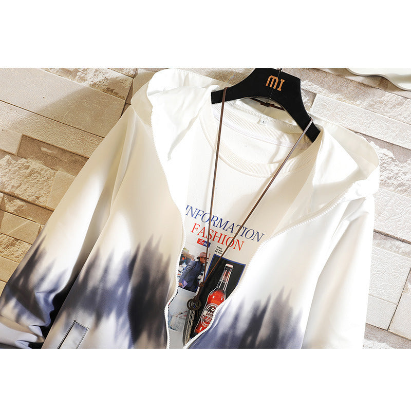 Gradient Couple Student Hooded Long-Sleeve Coat – Casual Sun Protection Jacket