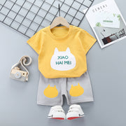 Cartoon Print Children’s Short Sleeve Outfit Set – Fun & Comfortable Wear