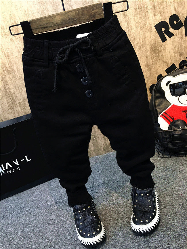 Kids Plus Velvet Denim Jeans Regular Fit Thickened Winter