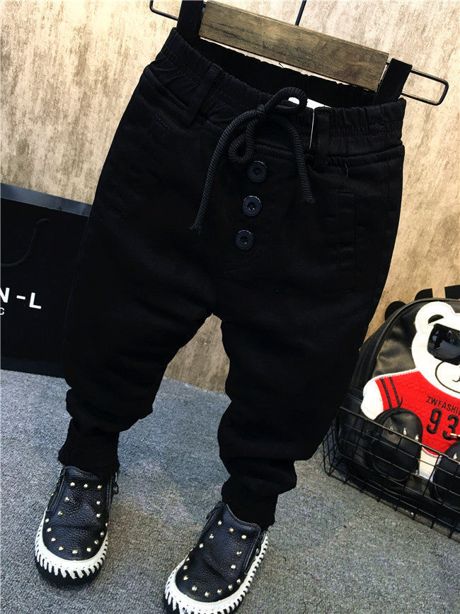 Kids Plus Velvet Denim Jeans Regular Fit Thickened Winter