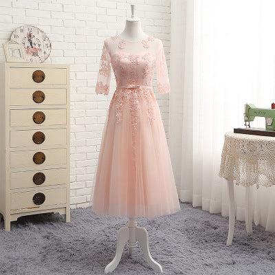 Elegant Mid-Length Polyester Banquet Evening Dress