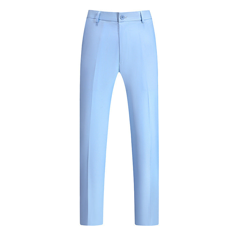 Boys Business Pants – Straight Solid Color Draping Effect Trousers