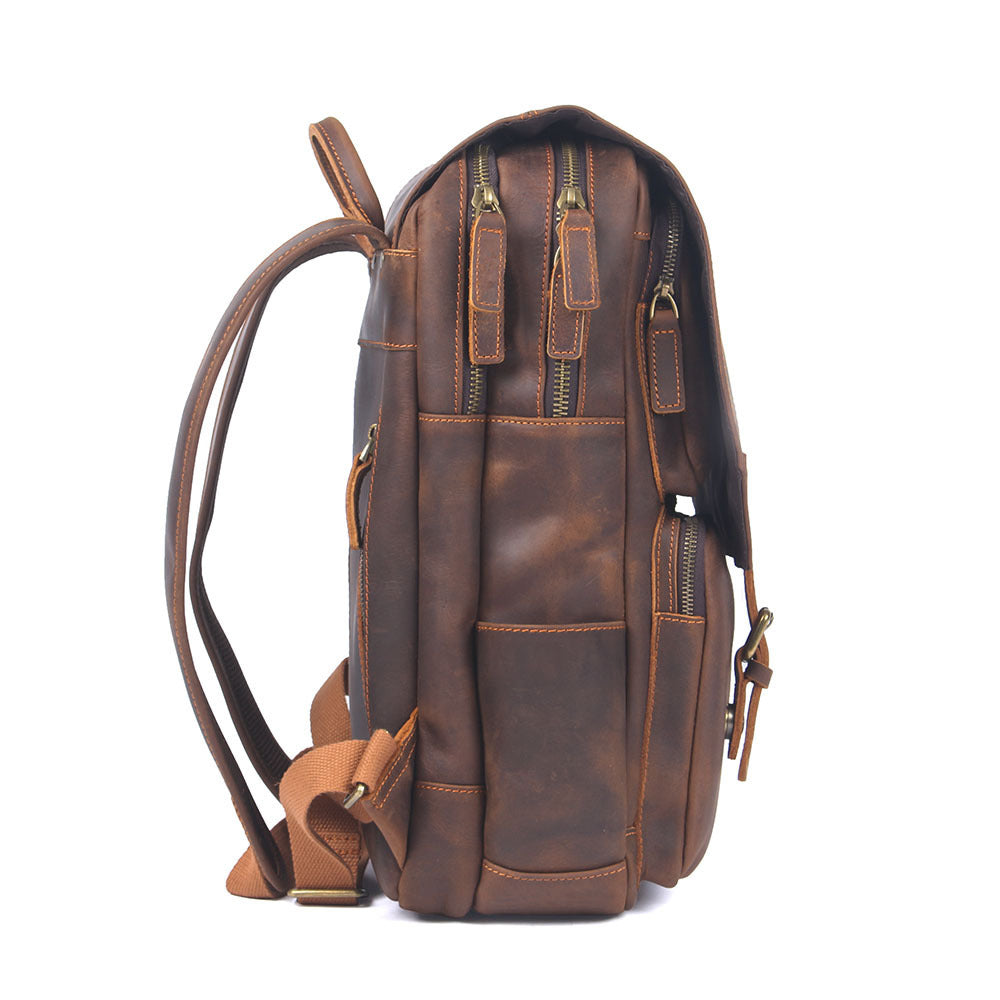 Vintage Large Capacity Crazy Horse Leather Backpack