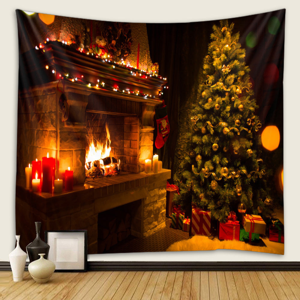 Christmas Tapestry Wall Cloth Fireplace Background Decoration