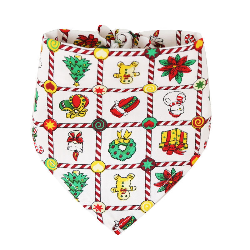Pet Supplies Dogs Cats Christmas Cotton Printed Pet Dress Triangle Scarf