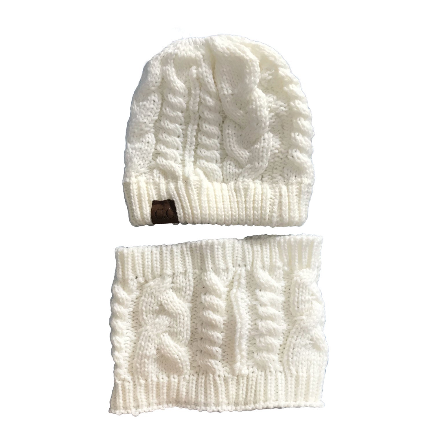 Warm Acrylic Knitted Women’s Autumn Winter Ponytail Hat and Ring Scarf Set