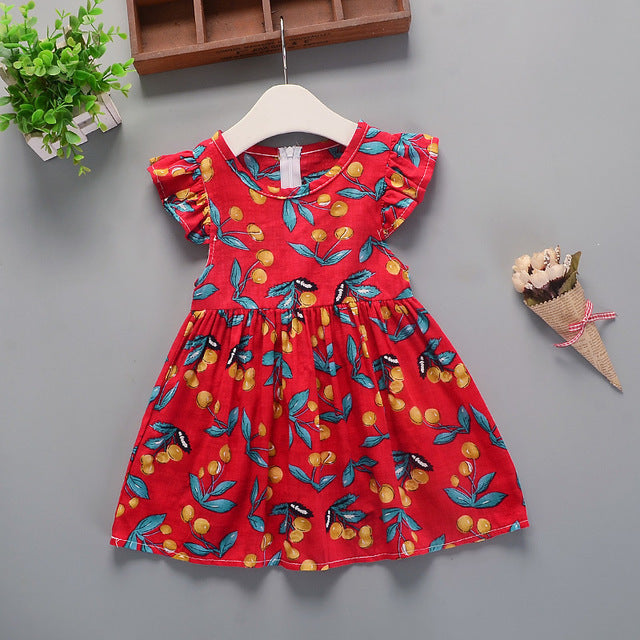 Girls Dress Cotton Summer Floral New Flower-Pattern