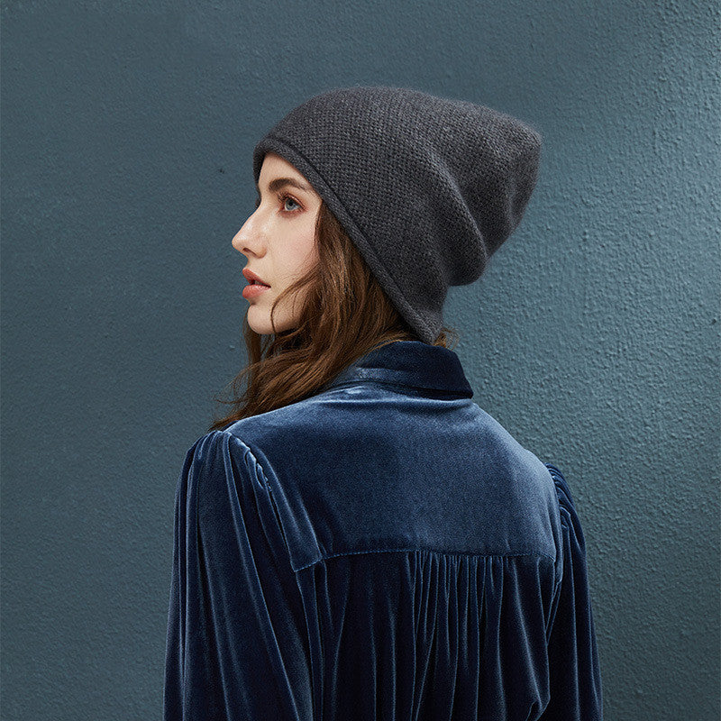 Women’s Solid Color Twist Knitted Rabbit Fur Hat