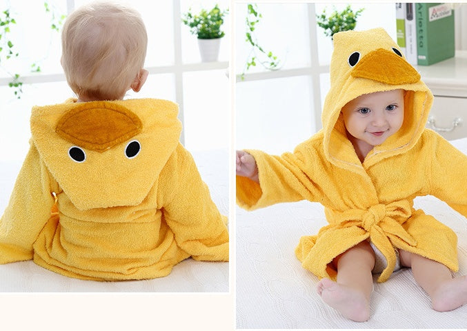 Unisex Hooded Cotton Baby Bathrobe Cartoon Relaxed Fit