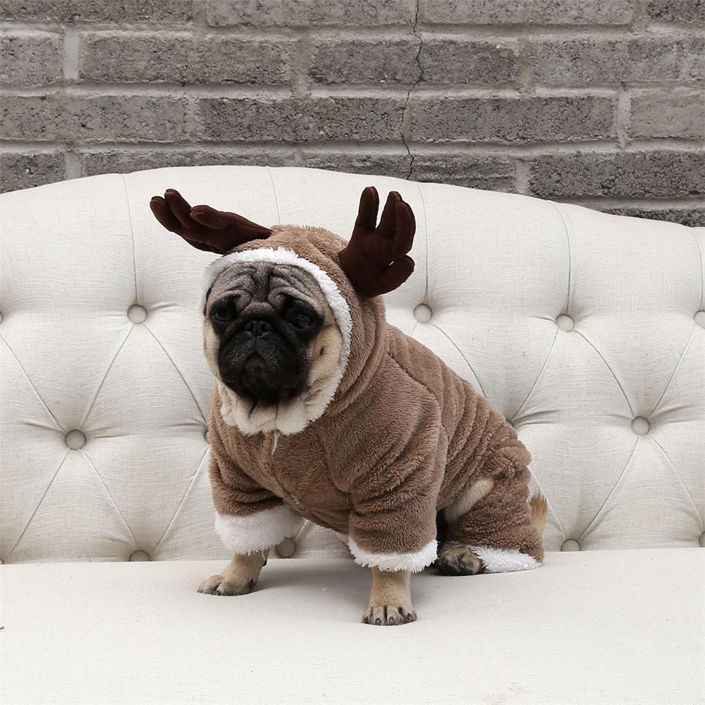 Elk-Patterned Double-Padded Dog Winter Coat